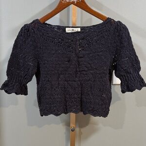 Natural Life Navy Knit Top